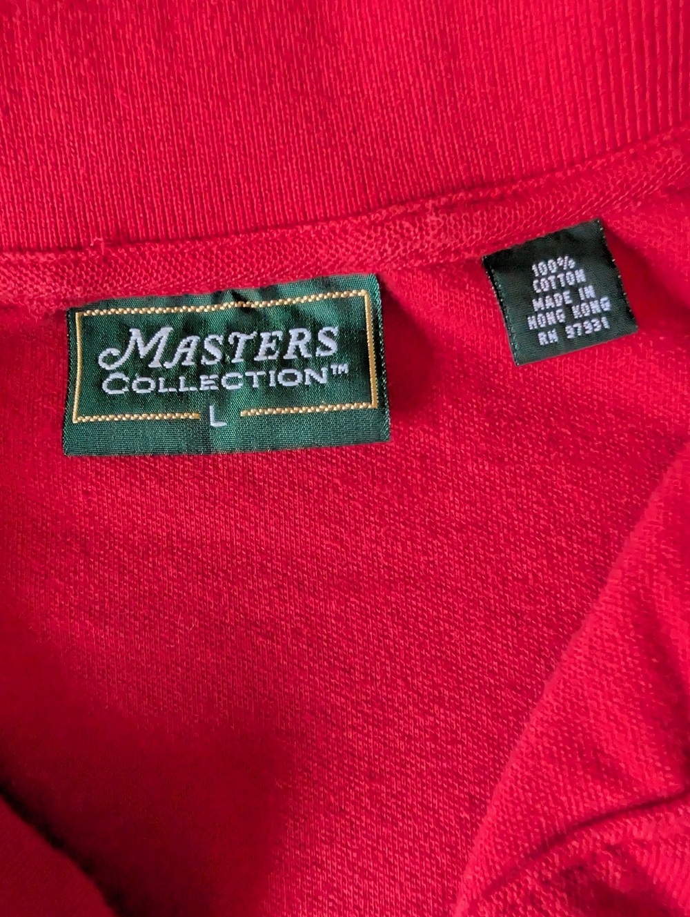Masters Collection 100% Cotton Mens Golf Polo Shirt Red Sz L Embroidered - Picture 3 of 9